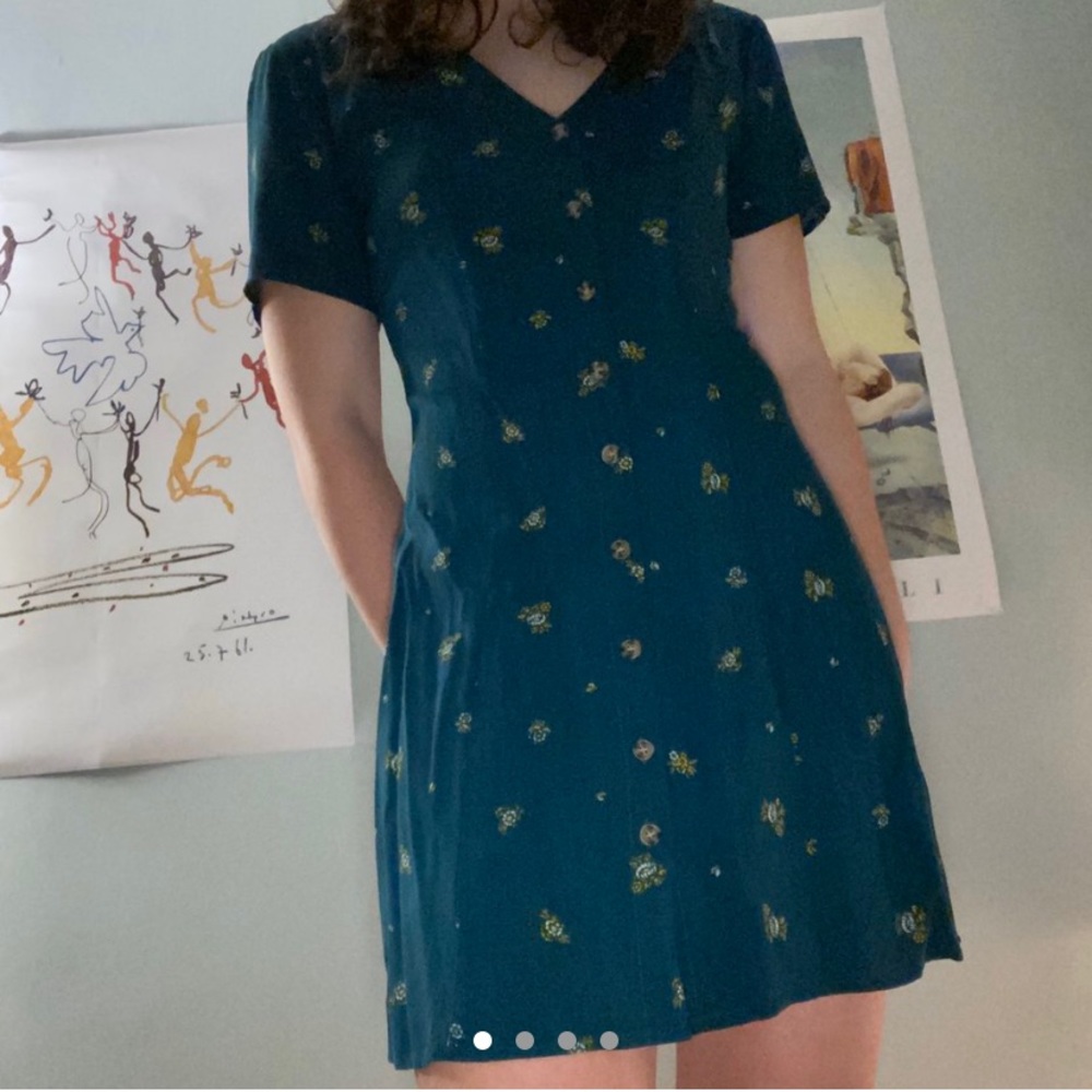 Green button up dress